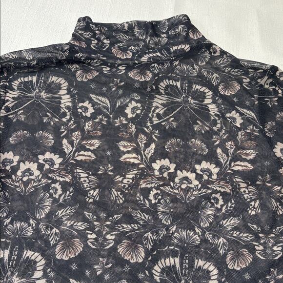 Anthropologie Black and Gray Long Sleeve Mesh Turtleneck Top Size XS - Picture 5 of 7
